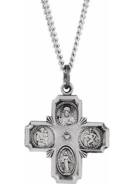 14K Yellow Gold 12x12 mm Four-Way Cross Medal