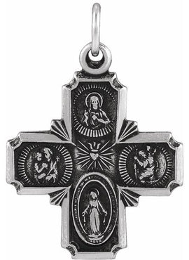 14K Yellow Gold 12x12 mm Four-Way Cross Medal