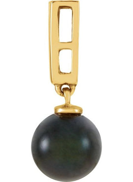 14K Yellow Gold Cultured Black Akoya Pearl & .07 CTW Natural Diamond Pendant
