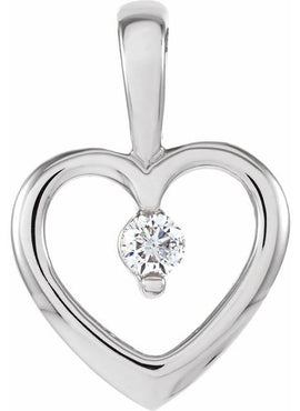 14K Yellow Gold .07 CT Natural Diamond Heart Pendant