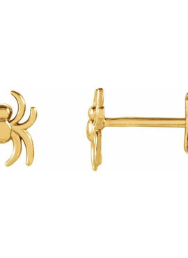14K Yellow Gold Spider Earrings