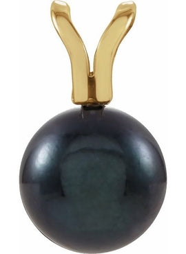 14K Yellow Gold Cultured Black Akoya Pearl Pendant