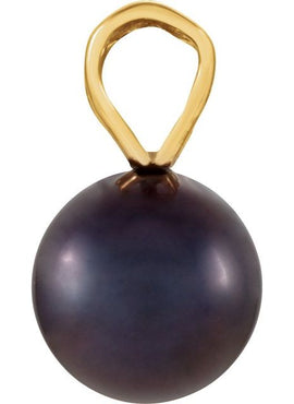 14K Yellow Gold Cultured Black Akoya Pearl Pendant