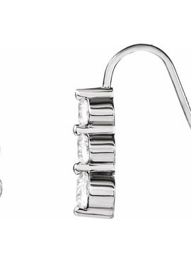 14K White Gold Imitation White Cubic Zirconia Three-Stone Earrings