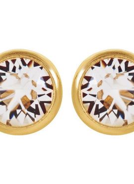 14K Yellow Gold Imitation White Cubic Zirconia Inverness® Piercing Stud Earrings