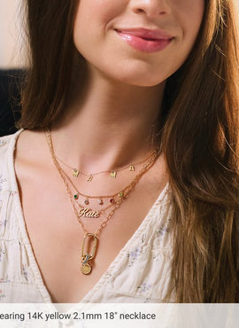 14K Yellow Gold Recycled Metal 2.1 mm Paperclip-Style Chain by the Inch