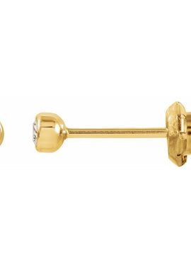 14K Yellow Gold Imitation White Cubic Zirconia Inverness® Piercing Stud Earrings