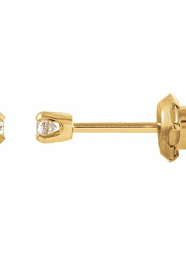 14K White Gold 2 mm Imitation White Cubic Zirconia Inverness® Piercing Stud Earrings