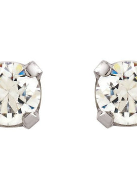 Stainless Steel 3 mm Imitation White Cubic Zirconia Inverness® Piercing Earrings