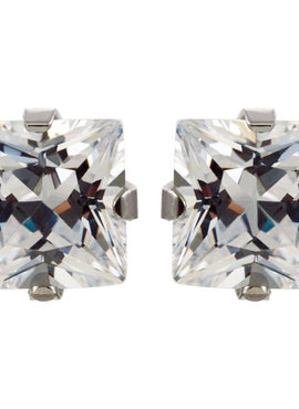 Stainless Steel 3 mm Imitation White Cubic Zirconia Inverness® Piercing Earrings