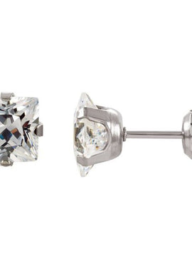Stainless Steel 3 mm Imitation White Cubic Zirconia Inverness® Piercing Earrings