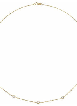 14K Yellow Gold 4 mm Round Imitation White Cubic Zirconia 9-Station 18