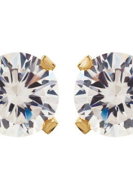 14K White Gold 2 mm Imitation White Cubic Zirconia Inverness® Piercing Stud Earrings