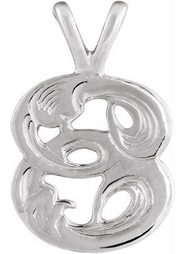14K White Gold Small Initial E Pendant