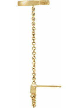 14K Yellow Gold 1/10 CT Natural Diamond Stud with Ear Cuff