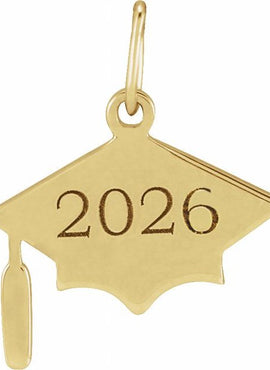 14K Rose Gold Engravable Graduation Cap 16-18