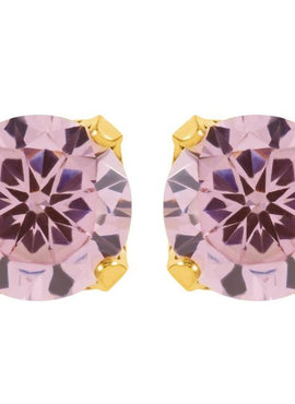 14K Yellow Gold 5 mm Round Imitation Pink Cubic Zirconia Piercing Stud Earrings