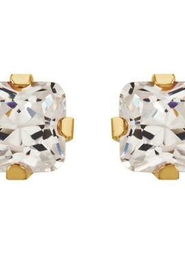 14K White Gold 3 mm Square Imitation White Cubic Zirconia Piercing Stud Earrings