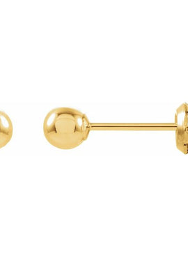 14K Yellow Gold 4 mm Ball Stud Piercing Stud Earrings