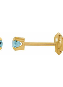 24K Gold-Plated Stainless Steel Imitation Blue Sapphire Inverness® Piercing Earrings