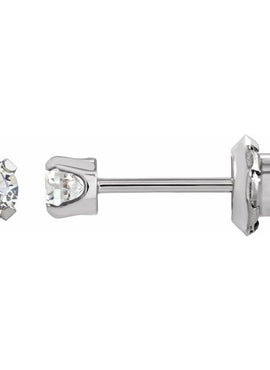 14K White Gold 2 mm Imitation White Cubic Zirconia Inverness® Piercing Stud Earrings