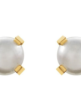14K Yellow Gold Imitation White Pearl Inverness® Piercing Earrings