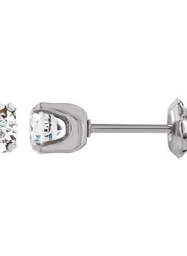 Stainless Steel 3 mm Imitation White Cubic Zirconia Inverness® Piercing Earrings