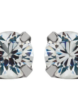 Stainless Steel 3 mm Imitation White Cubic Zirconia Inverness® Piercing Earrings