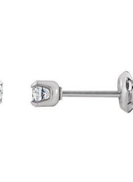 Stainless Steel 3 mm Imitation White Cubic Zirconia Inverness® Piercing Earrings