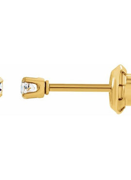 14K White Gold 2 mm Imitation White Cubic Zirconia Inverness® Piercing Stud Earrings
