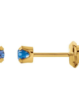 24K Gold-Plated Stainless Steel Imitation Blue Sapphire Inverness® Piercing Earrings