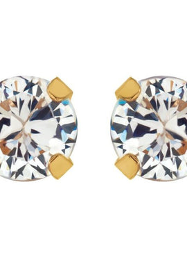 14K White Gold 2 mm Imitation White Cubic Zirconia Inverness® Piercing Stud Earrings