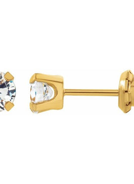 14K White Gold 2 mm Imitation White Cubic Zirconia Inverness® Piercing Stud Earrings