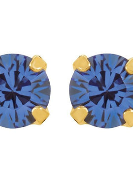 24K Gold-Plated Stainless Steel Imitation Blue Sapphire Inverness® Piercing Earrings