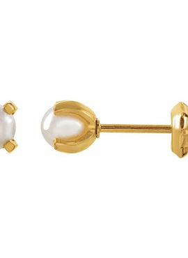 14K Yellow Gold Imitation White Pearl Inverness® Piercing Earrings