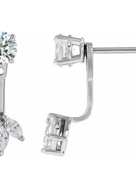 14K White Gold 1/5 CTW Natural Diamond Cluster Front-Back Earring Jackets