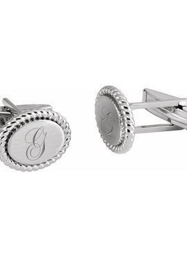 14K Yellow Gold 15.6x12.5 mm Rope Pattern Cuff Links