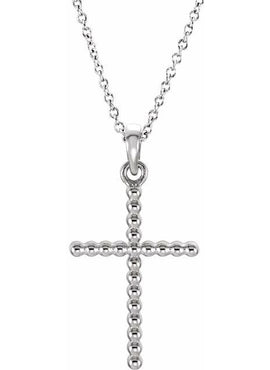 14K Yellow Gold Beaded Cross Pendant