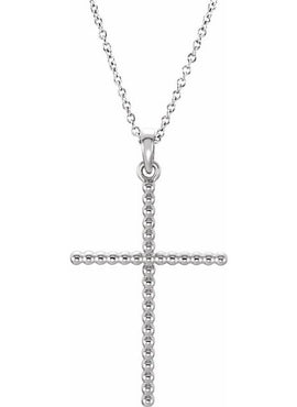 14K Yellow Gold Beaded Cross Pendant