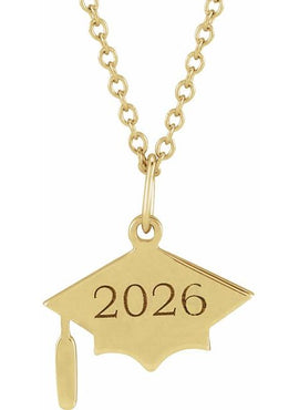 14K Rose Gold Engravable Graduation Cap 16-18