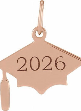 14K Rose Gold Engravable Graduation Cap 16-18