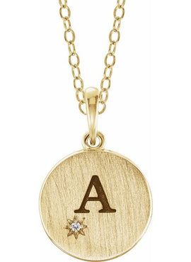14K White Gold .005 CT Natural Diamond Engravable Pendant