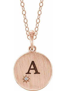 14K White Gold .005 CT Natural Diamond Engravable Pendant