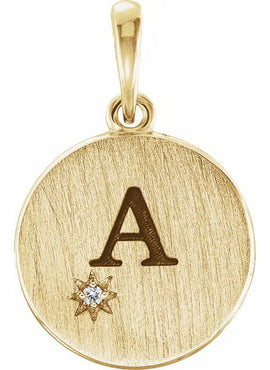 14K White Gold .005 CT Natural Diamond Engravable Pendant