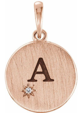 14K White Gold .005 CT Natural Diamond Engravable Pendant