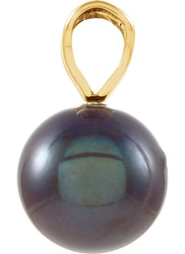 14K Yellow Gold Cultured Black Akoya Pearl Pendant