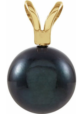 14K Yellow Gold Cultured Black Akoya Pearl Pendant