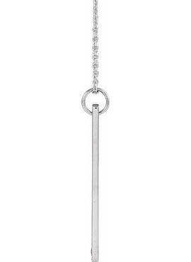 14K White Gold .03 CT Natural Diamond Engravable Bar 16-18