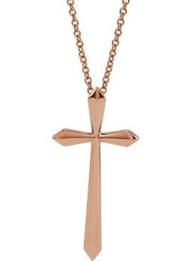 14K White Gold Elongated Cross Pendant