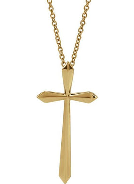 14K White Gold Elongated Cross Pendant